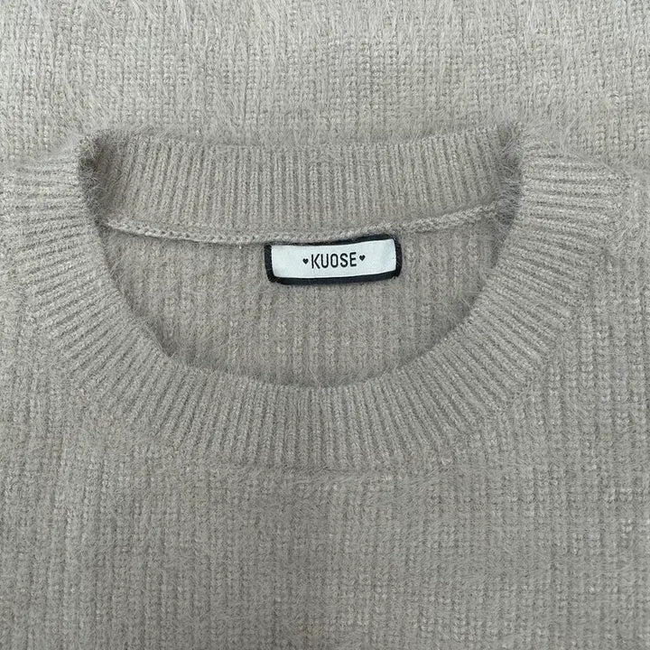 [BUNJANG] KUOSE Brown Embroidered Oatmeal Knit Sweater / KUOSE 브라운 자수 오트밀 니트