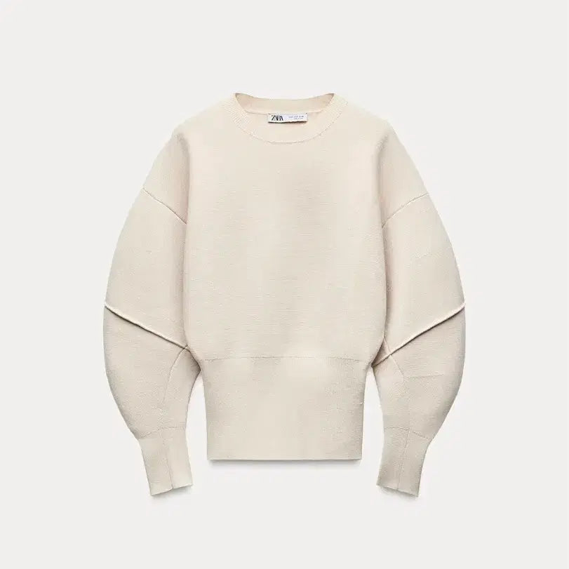 [BUNJANG] ZARA Tight Fit Hemline Plain Knit Sweater Cream S / zara 자라 타이트핏 헴라인 플레인 니트 스웨터 크림 S