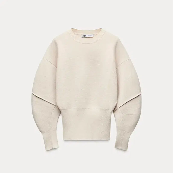 [BUNJANG] ZARA Tight Fit Hemline Plain Knit Sweater Cream S / zara 자라 타이트핏 헴라인 플레인 니트 스웨터 크림 S