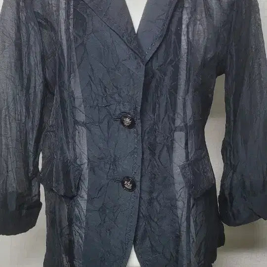 [BUNJANG] Black Wrinkle Detail 3/4 Sleeve Jacket 105 / 주름 블랙 자켓 칠부 105