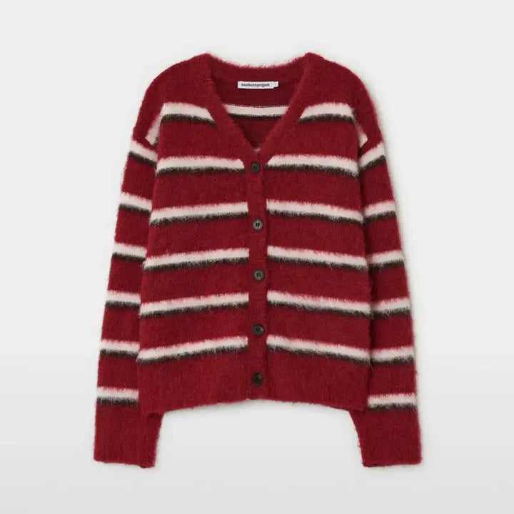[BUNJANG] Sunburn Project Burgundy Striped Cardigan / 썬번프로젝트 가디건
