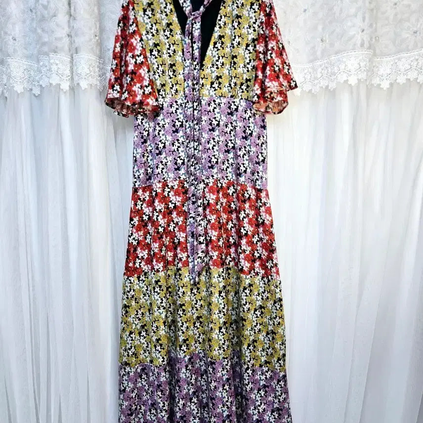 [BUNJANG] Flower Pattern Long Dress / 플라워 패턴 롱 원피스