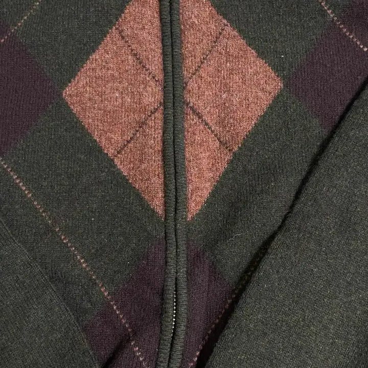 [BUNJANG] Brooks Brothers Argyle Check Knit Zip-up Cardigan / 브룩스브라더스 아가일 체크 니트집업 가디건 Brooks Brothers