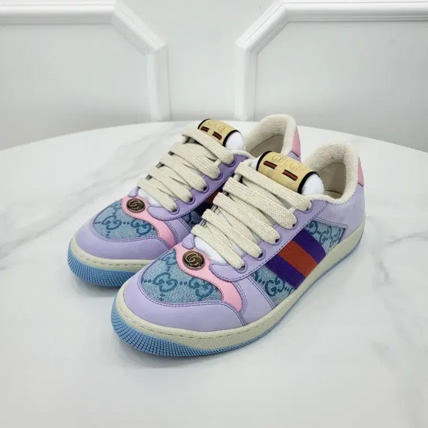 [BUNJANG] Gucci Screener Purple Multi Sneakers / 구찌 스크리너 퍼플 멀티 스니커즈 741575 36