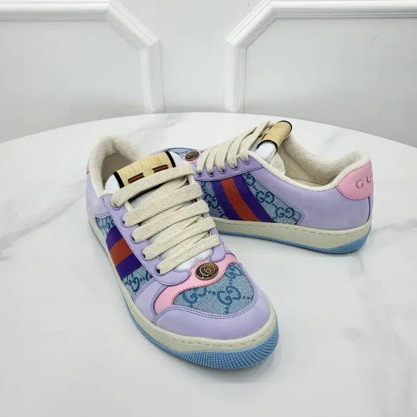 [BUNJANG] Gucci Screener Purple Multi Sneakers / 구찌 스크리너 퍼플 멀티 스니커즈 741575 36