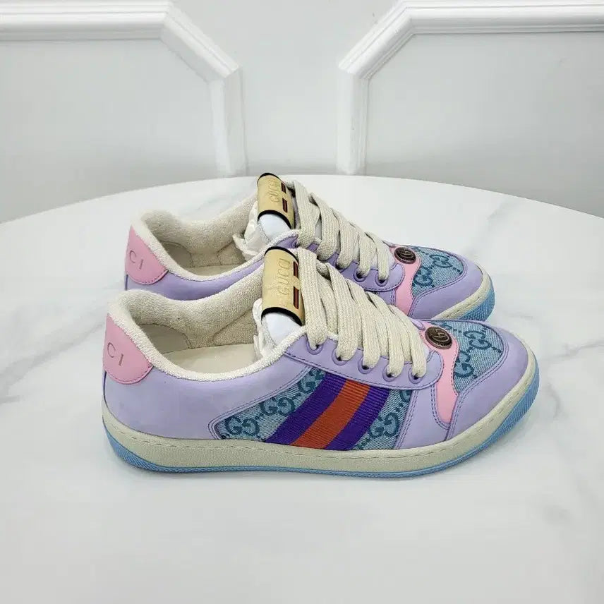 [BUNJANG] Gucci Screener Purple Multi Sneakers / 구찌 스크리너 퍼플 멀티 스니커즈 741575 36
