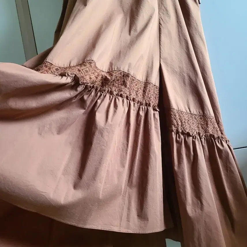 [BUNJANG] GGPX Brown Lace Long Dress / 지지피엑스GGPS브라운 레이스 롱 원피스