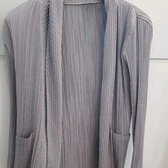[SOLD OUT] 플리츠 오픈 롱 가디건 그레이L