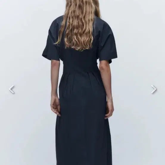 [BUNJANG] ZARA Navy Pleated Shirt Dress XS / 자라 네이비 플리츠 셔츠 원피스 XS