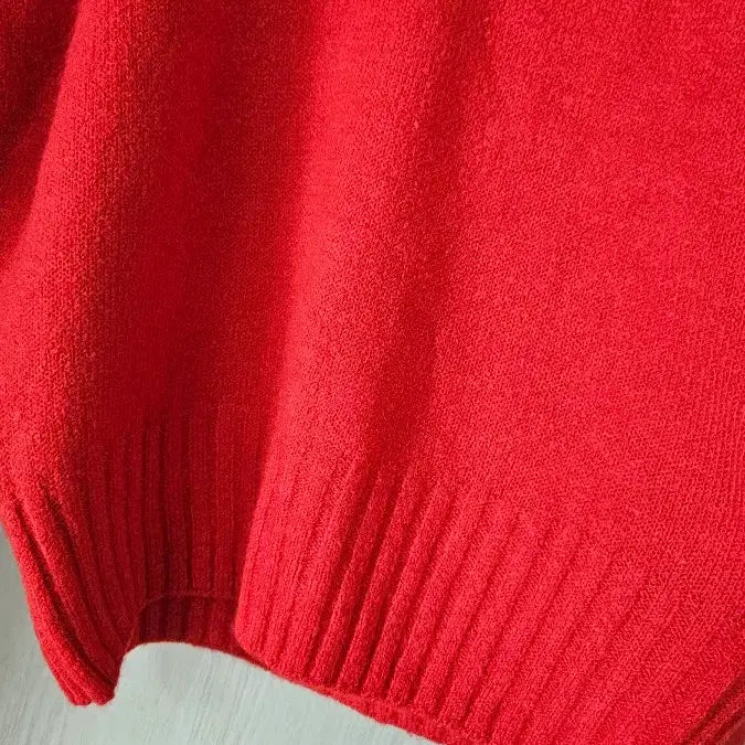 [BUNJANG] Red V-Neck Knit Sweater / (새옷)레드 브이넥니트