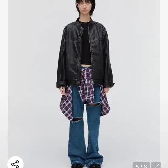 [BUNJANG] Please Project Black Leather Jacket / 플리즈프로젝트 레더자켓