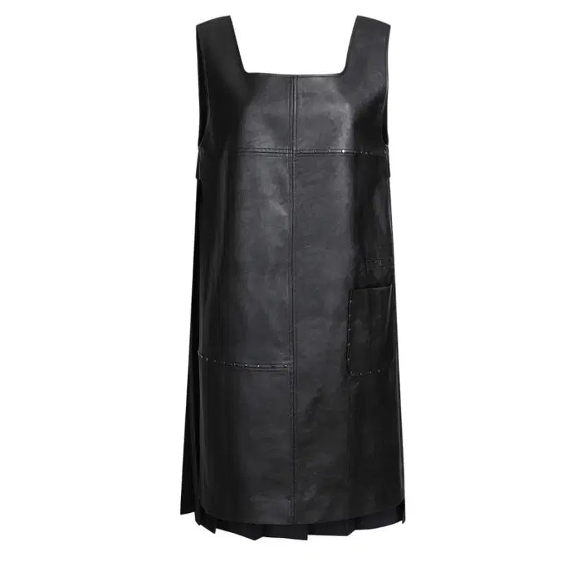 [BUNJANG] Lucky Chouette Leather Pleated Dress / 럭키슈에뜨 레더 플리츠 원피스