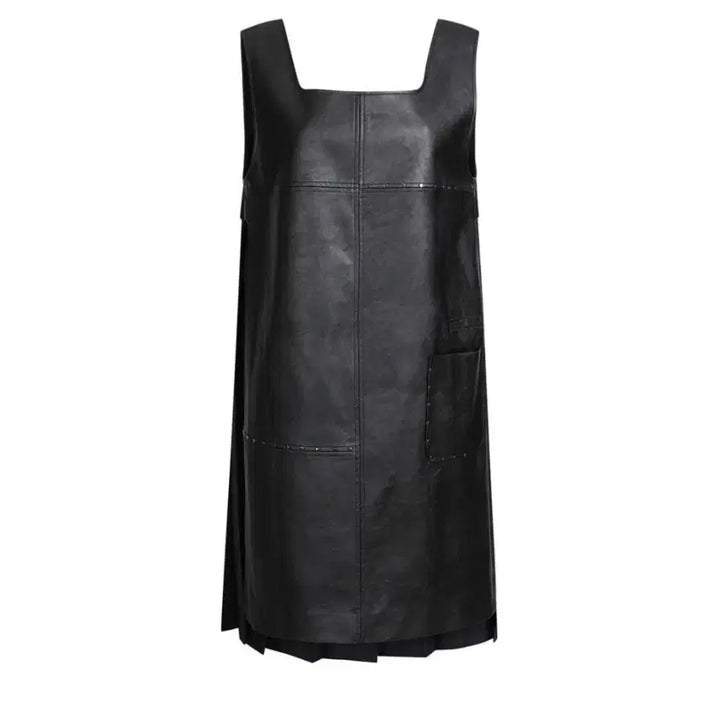 [BUNJANG] Lucky Chouette Leather Pleated Dress / 럭키슈에뜨 레더 플리츠 원피스