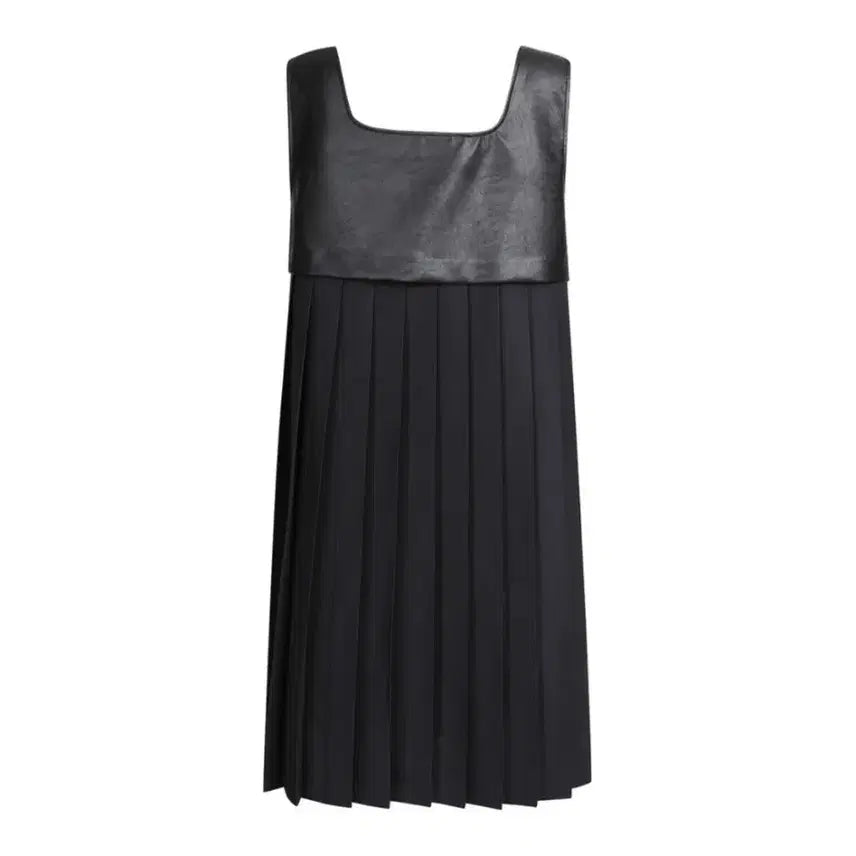 [BUNJANG] Lucky Chouette Leather Pleated Dress / 럭키슈에뜨 레더 플리츠 원피스