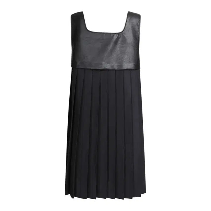 [BUNJANG] Lucky Chouette Leather Pleated Dress / 럭키슈에뜨 레더 플리츠 원피스
