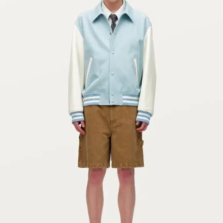 [BUNJANG] Solid Homme Denim Varsity Jacket / 솔리드옴므 블루 데님 바시티 자켓 46 (95)