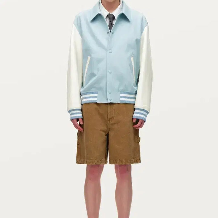 [BUNJANG] Solid Homme Denim Varsity Jacket / 솔리드옴므 블루 데님 바시티 자켓 46 (95)