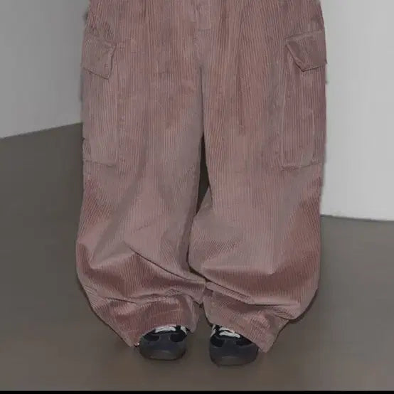 [BUNJANG] Luntz Corduroy Wide Cargo Pants - Pink / 런츠 코듀로이 카고 와이드 팬츠 핑크 free