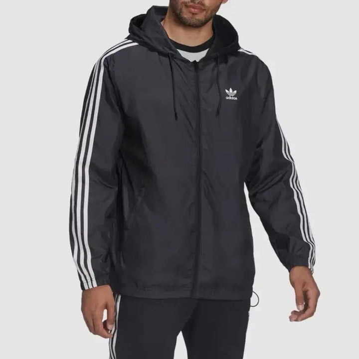 [BUNJANG] Adidas 3-Stripes Oversized Hooded Windbreaker Black / [S]아디다스 오버핏 3st 후드 바람막이/블랙
