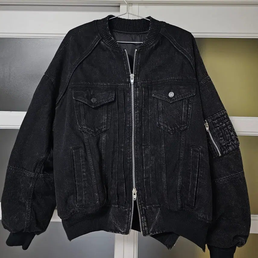 [BUNJANG] Juun.J Black Denim Ma-1 Jacket / 준지 흑청 데님 마원 48사이즈