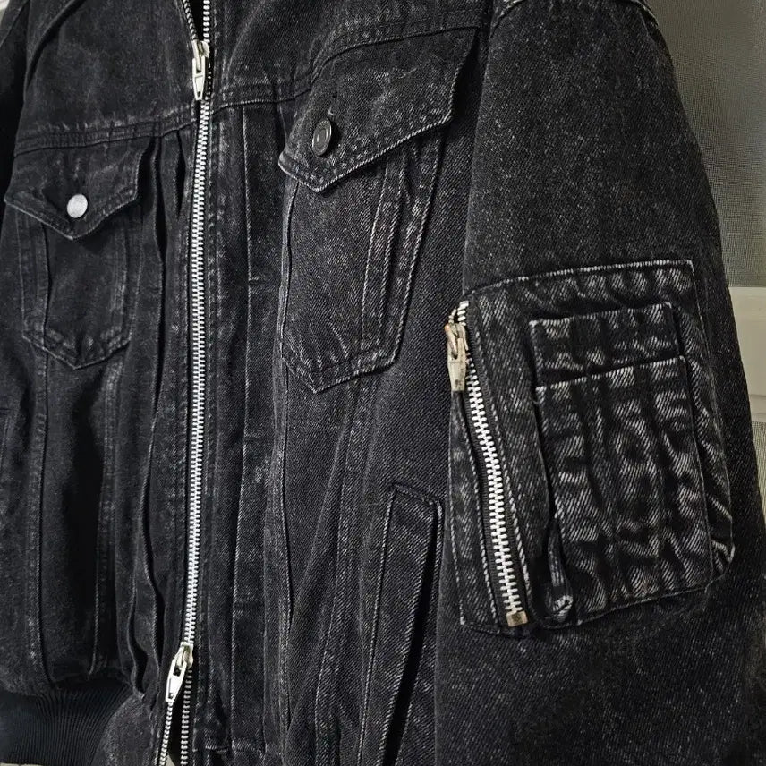 [BUNJANG] Juun.J Black Denim Ma-1 Jacket / 준지 흑청 데님 마원 48사이즈