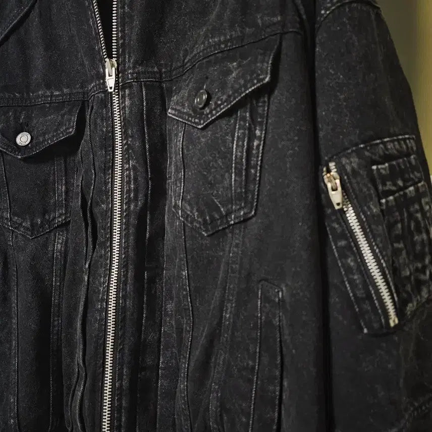[BUNJANG] Juun.J Black Denim Ma-1 Jacket / 준지 흑청 데님 마원 48사이즈