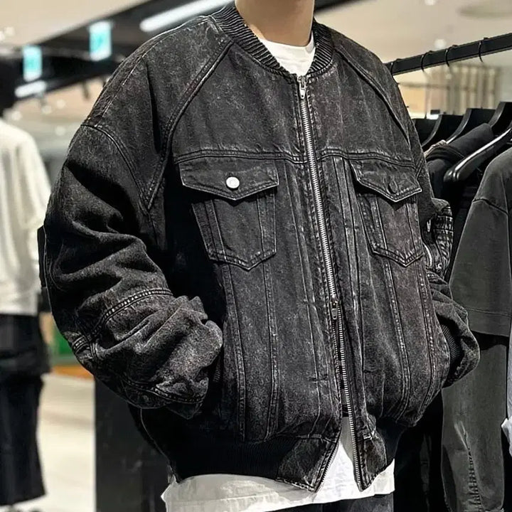[BUNJANG] Juun.J Black Denim Ma-1 Jacket / 준지 흑청 데님 마원 48사이즈