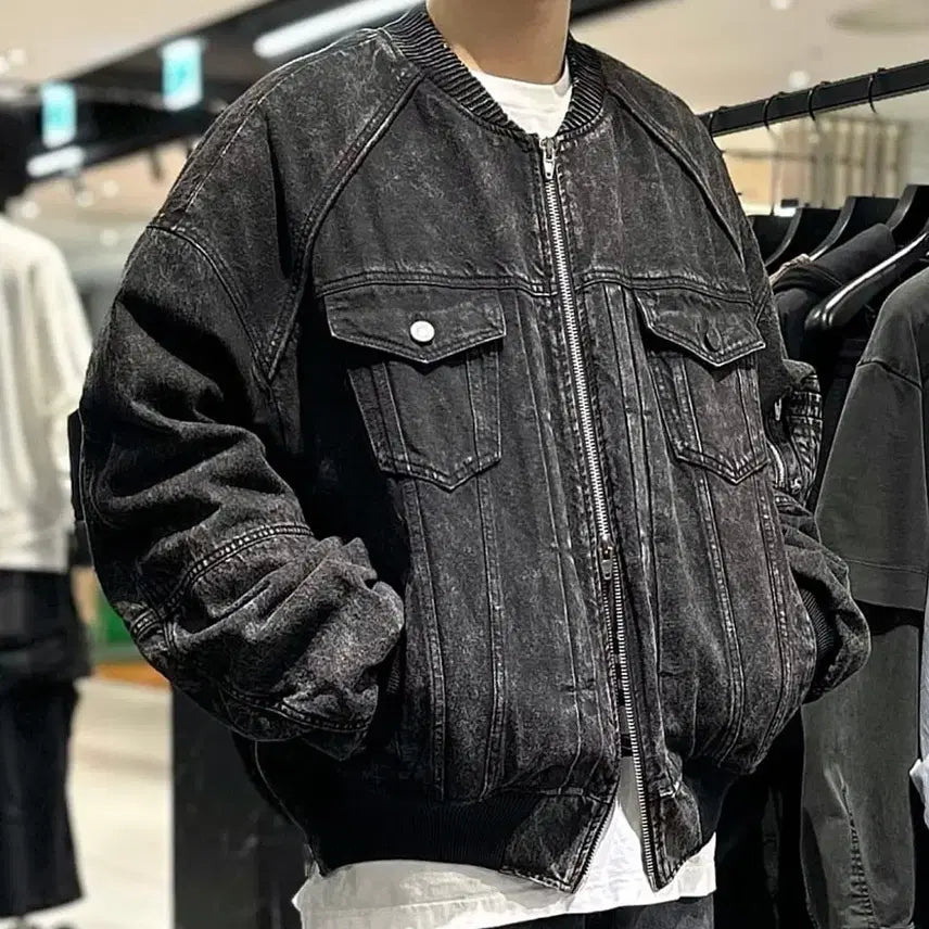 [BUNJANG] Juun.J Black Denim Ma-1 Jacket / 준지 흑청 데님 마원 48사이즈