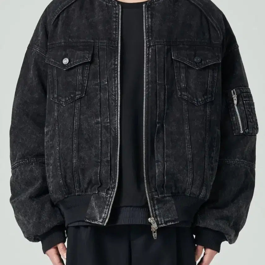 [BUNJANG] Juun.J Black Denim Ma-1 Jacket / 준지 흑청 데님 마원 48사이즈