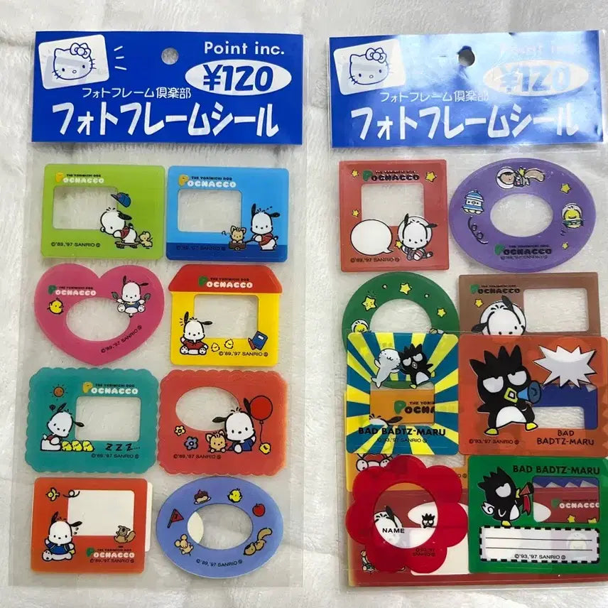 [BUNJANG] Sanrio Pochacco & Badtz-Maru Frame Sticker Bundle Set / 새상품) 산리오 고전 포챠코 배드바츠마루 프레임 스티커 2종 일괄