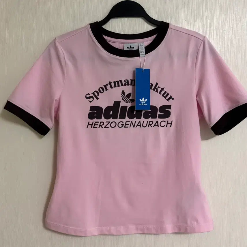 [BUNJANG] Adidas Pink Retro Graphic T-shirt / 아디다스 핑크 레트로 그래픽 반팔