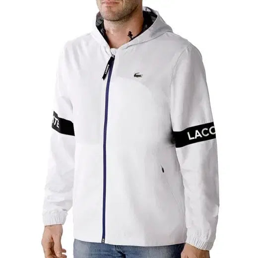 [BUNJANG] Lacoste White Hooded Windbreaker Jacket M / 라코스테 화이트 후드 바람막이 자켓 M