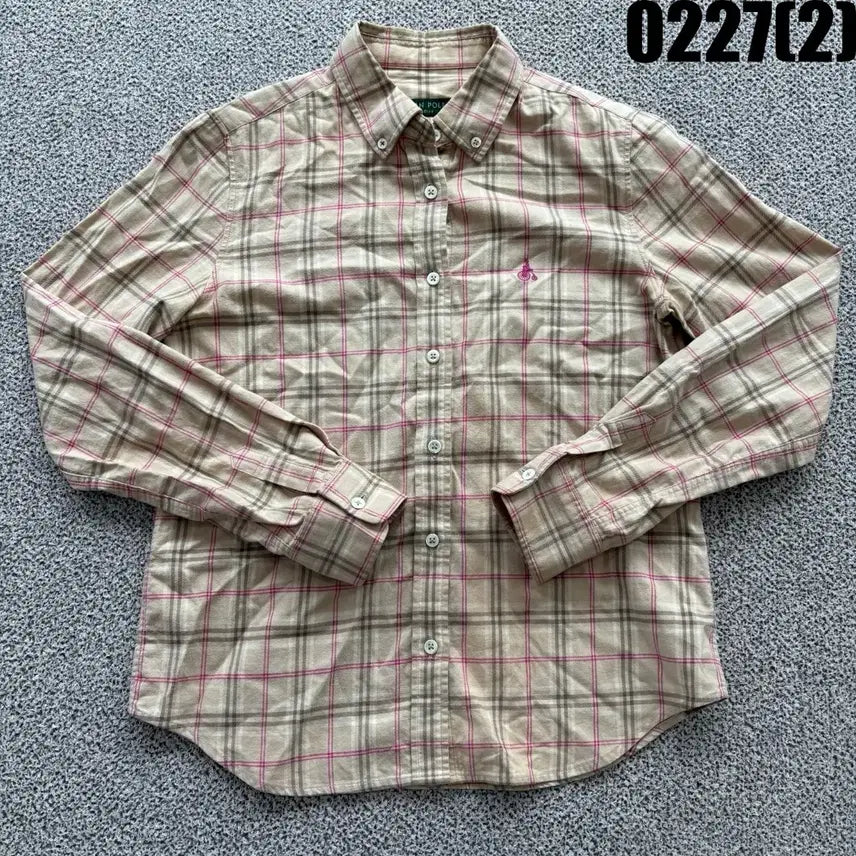 [BUNJANG] Beanpole Women's Checkered Shirt / 빈폴 체크 셔츠 90