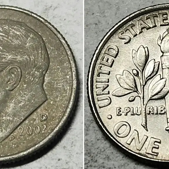 [BUNJANG] Roosevelt Dime 2002 D Ghost Toning US Coin / 고스트 반전토닝 동전 미국주화 루즈벨트 다임 2002 D