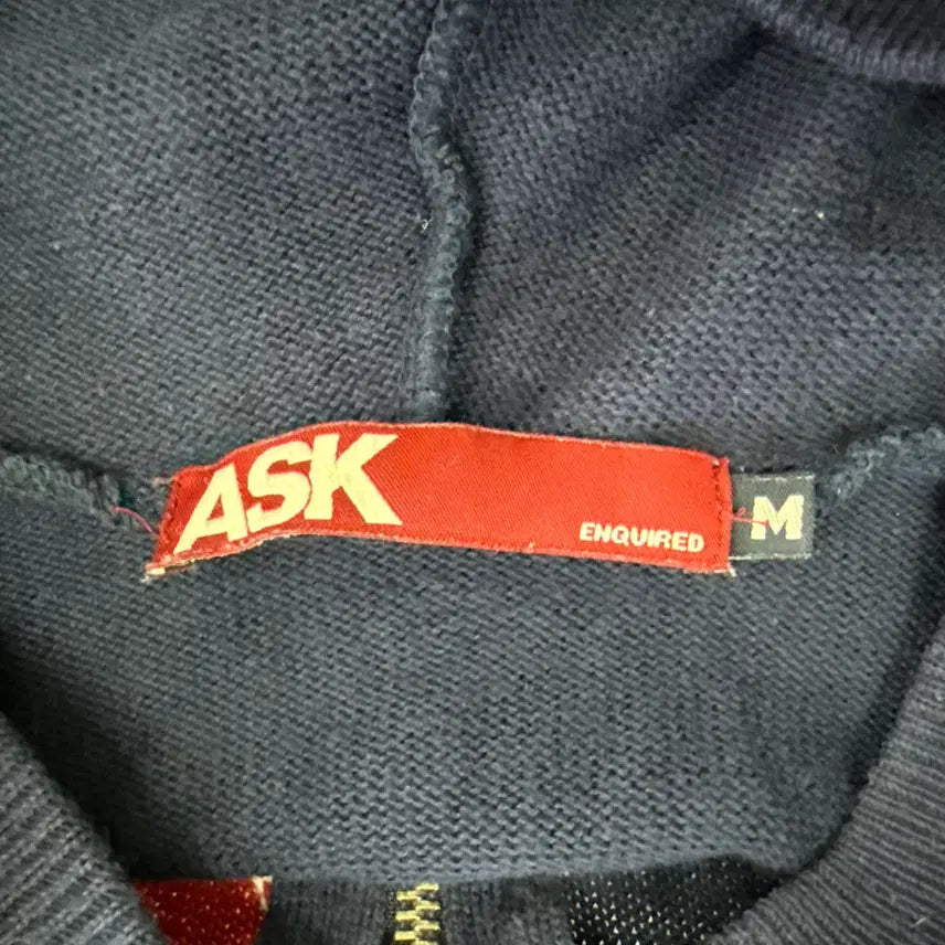 [BUNJANG] M ASK Union Jack Patch Knit Hooded Zip-up / M ASK 유니언잭 패치 니트 후드집업 0220T