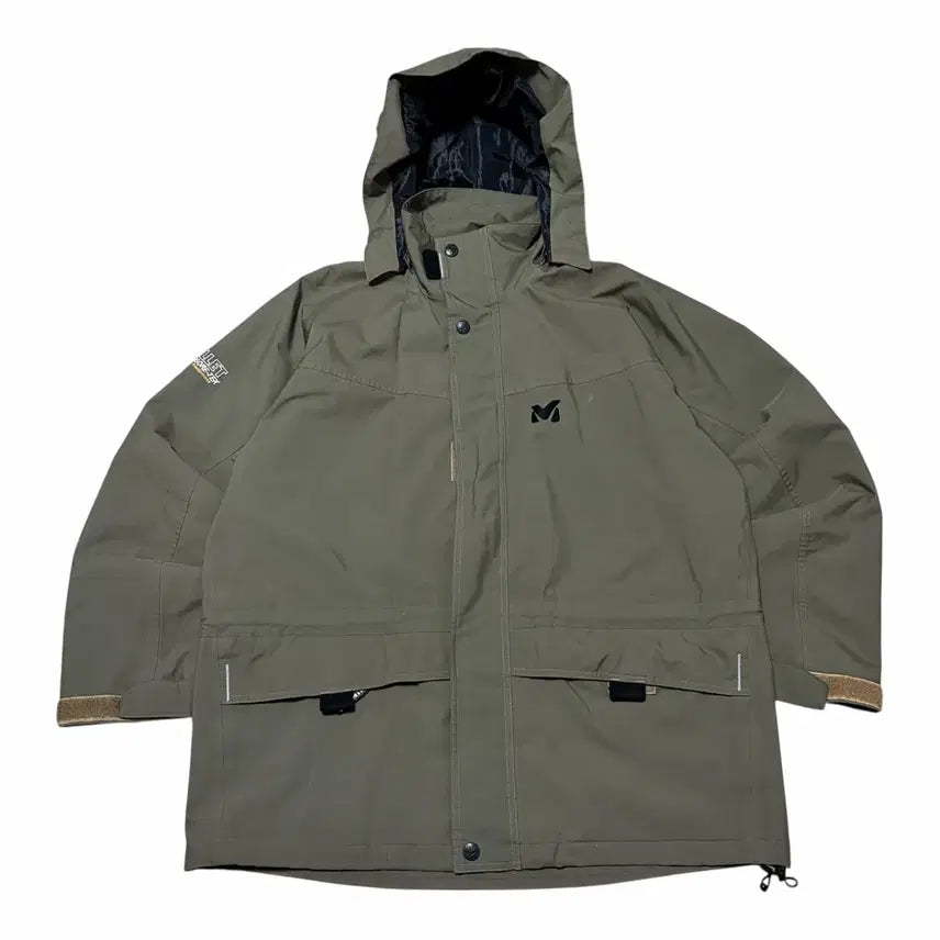 [BUNJANG] Millet Gore-Tex Khaki Brown Two-Way Windbreaker Jacket / MILLET 밀레 고어텍스 카키 브라운 투웨이 바람막이 자켓