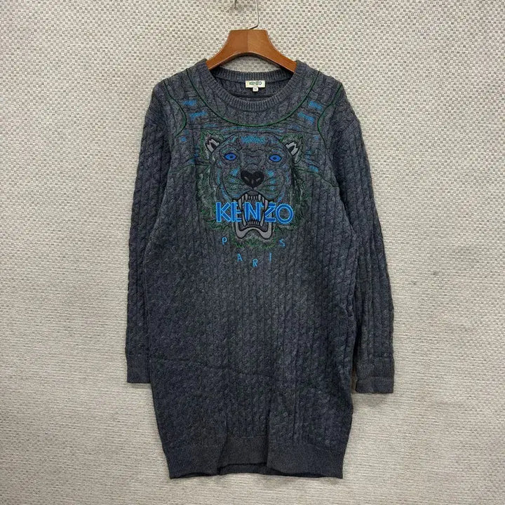 [BUNJANG] Kenzo Big Logo Cable Knit Wool Dress M / 겐조 정품 빅로고 꽈배기 울 니트 원피스 M A06776