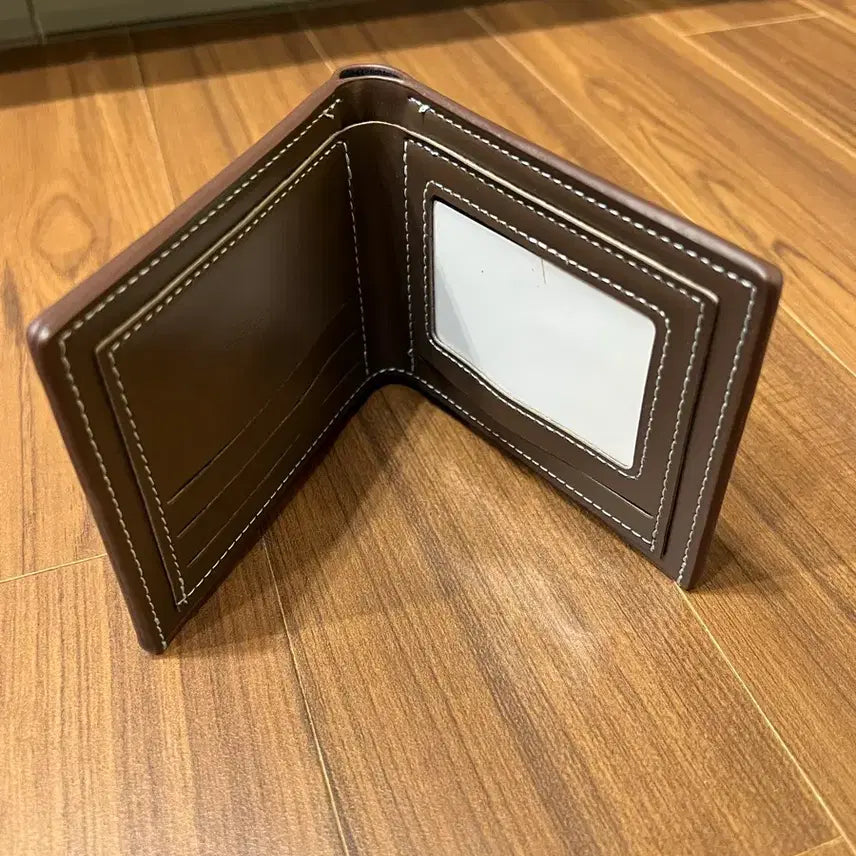 [BUNJANG] Leather Brown Bi-fold Wallet / 브라운 가죽 반지갑 새상품