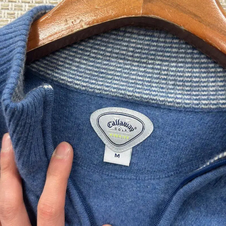 [BUNJANG] Callaway Golf Wool Cashmere Half-Zip Knit Sweater / 캘러웨이 골프 자수로고 울 캐시미어 반집업 니트 M A06806