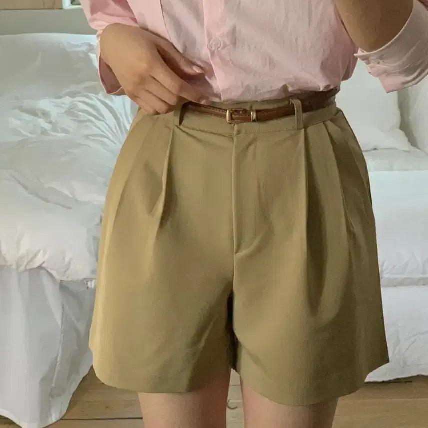 [BUNJANG] H.Da 3-Part Slacks - Beige - M / (미착용) 에이치다 핀턱 3부 슬랙스 진베이지 M