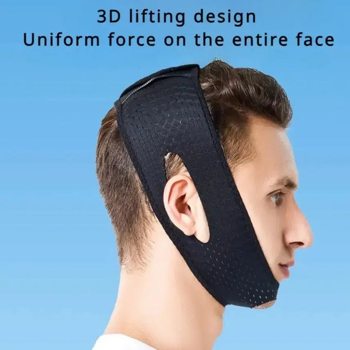 [BUNJANG] Black Men's Face Lifting Band / 남자 얼굴 리프팅 밴드 블랙 턱살 마스크