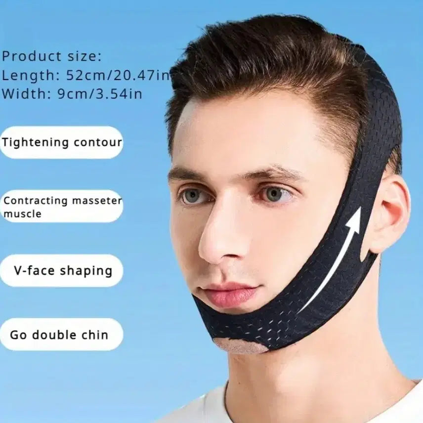 [BUNJANG] Black Men's Face Lifting Band / 남자 얼굴 리프팅 밴드 블랙 턱살 마스크