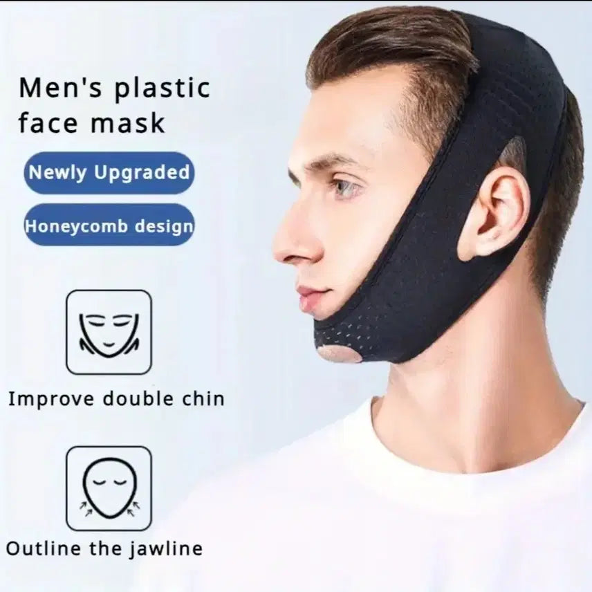 [BUNJANG] Black Men's Face Lifting Band / 남자 얼굴 리프팅 밴드 블랙 턱살 마스크