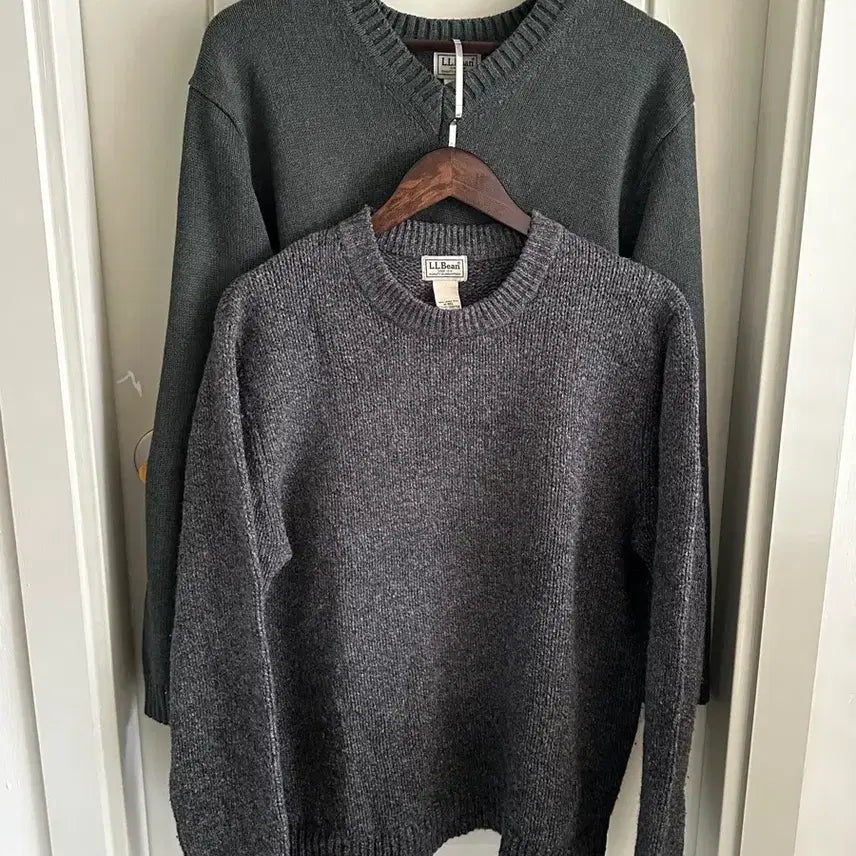 [BUNJANG] L.L.Bean Gray Crew Neck Heavy Wool Knit Sweater / 엘엘빈 그레이 크루넥 헤비 울 니트