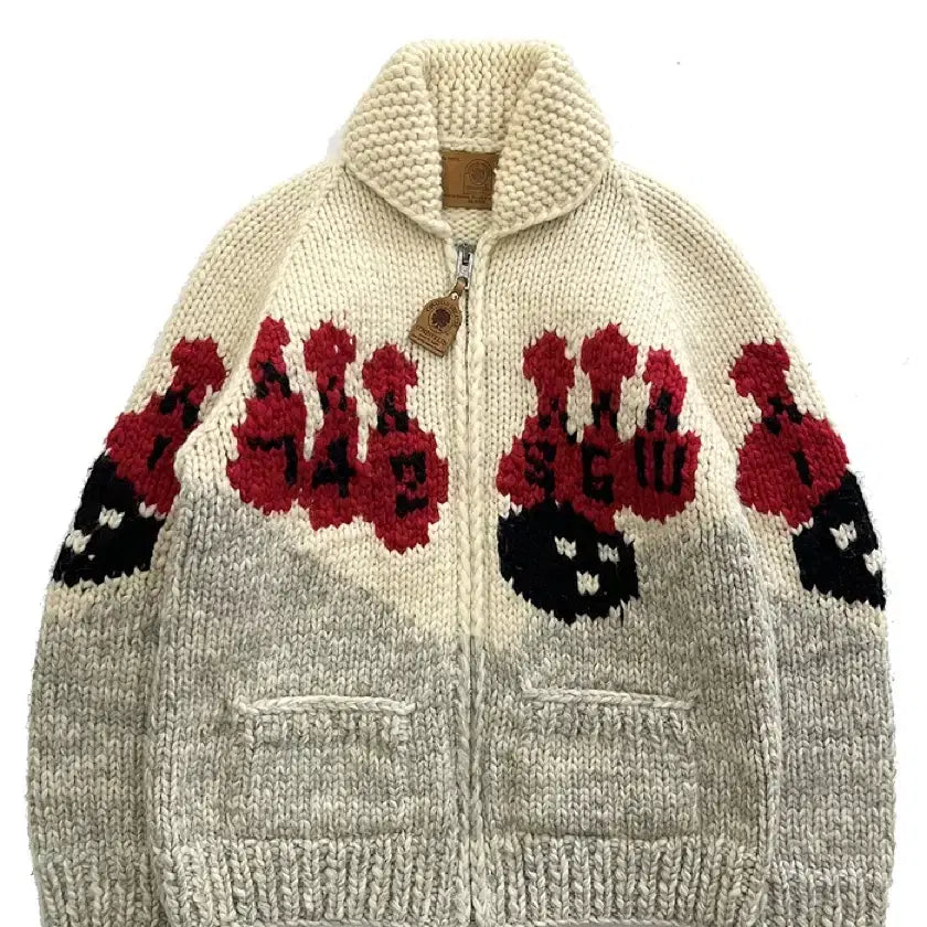 [BUNJANG] Canadian Sweater Company Bowling Pin Pattern Heavy Wool Sweater / 캐니디안 스웨터 코위찬