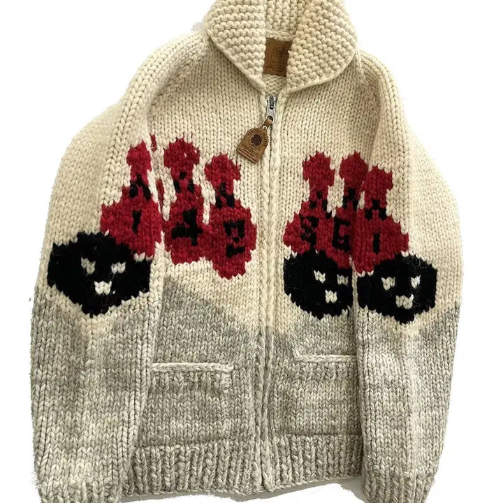 [BUNJANG] Canadian Sweater Company Bowling Pin Pattern Heavy Wool Sweater / 캐니디안 스웨터 코위찬