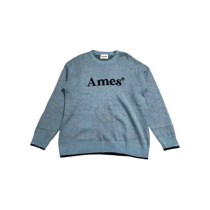 [BUNJANG] 아메스 로고 니트 스웨터 소라 / 아메스 로고 니트 스웨터 소라