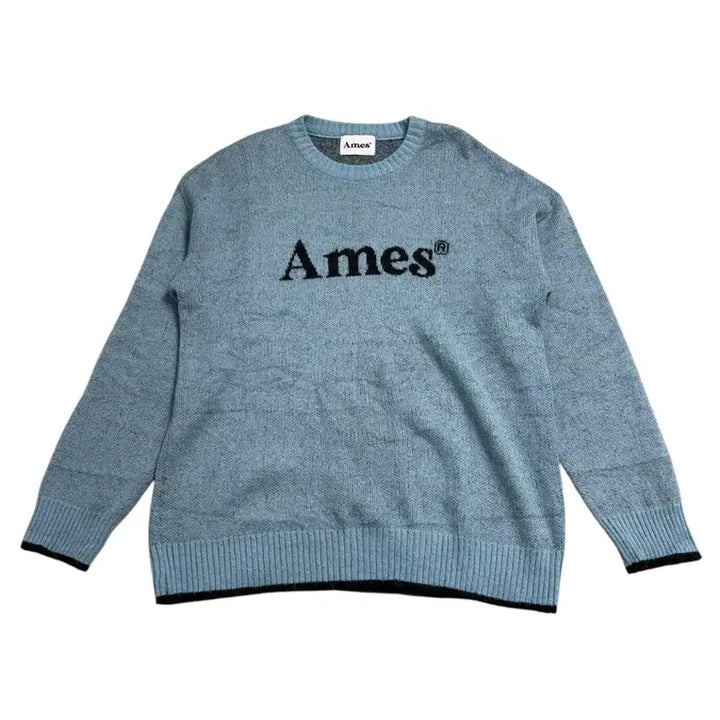 [BUNJANG] 아메스 로고 니트 스웨터 소라 / 아메스 로고 니트 스웨터 소라