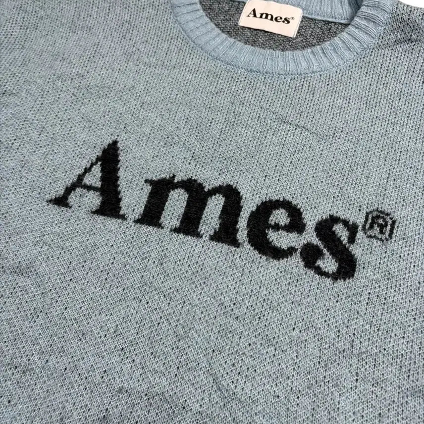 [BUNJANG] 아메스 로고 니트 스웨터 소라 / 아메스 로고 니트 스웨터 소라