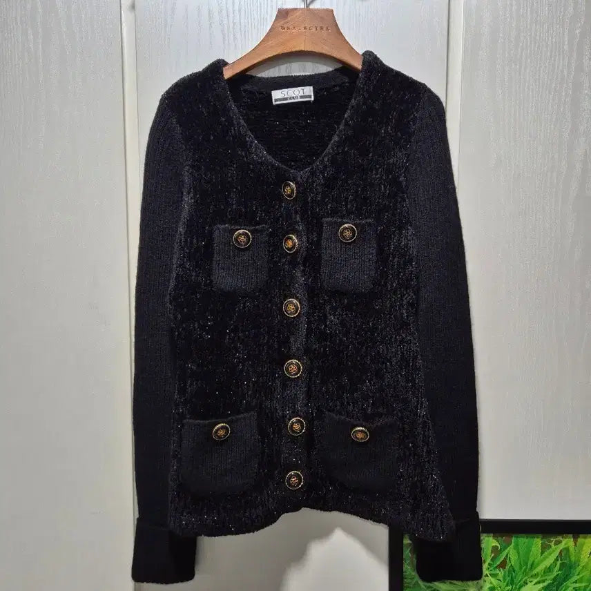 [BUNJANG] SCOT Black Gold Button Vintage Cardigan / (세일)JPN빈티지 SCOT 블랙 금장 단추 가디건